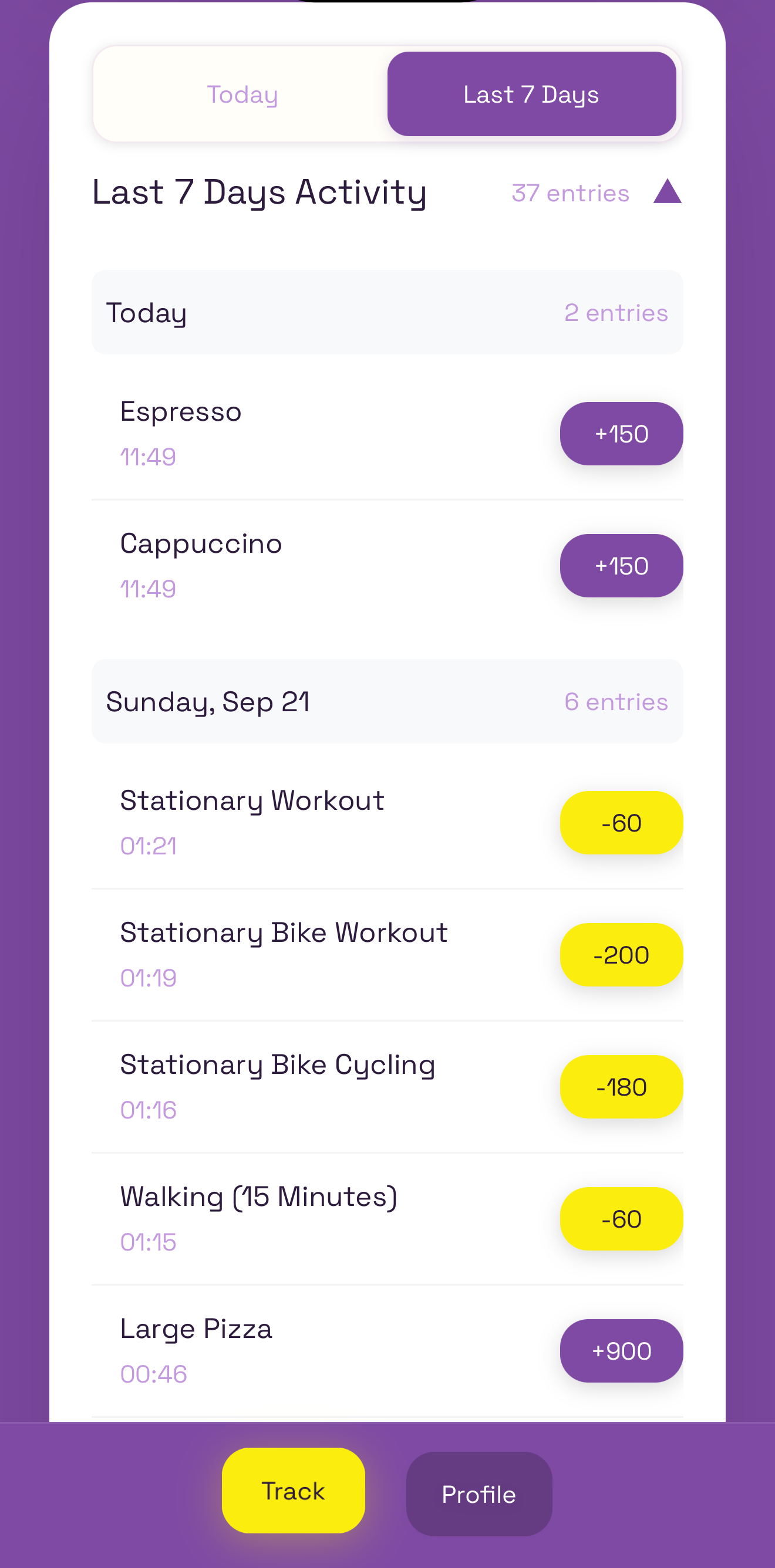 Simple activity tracking